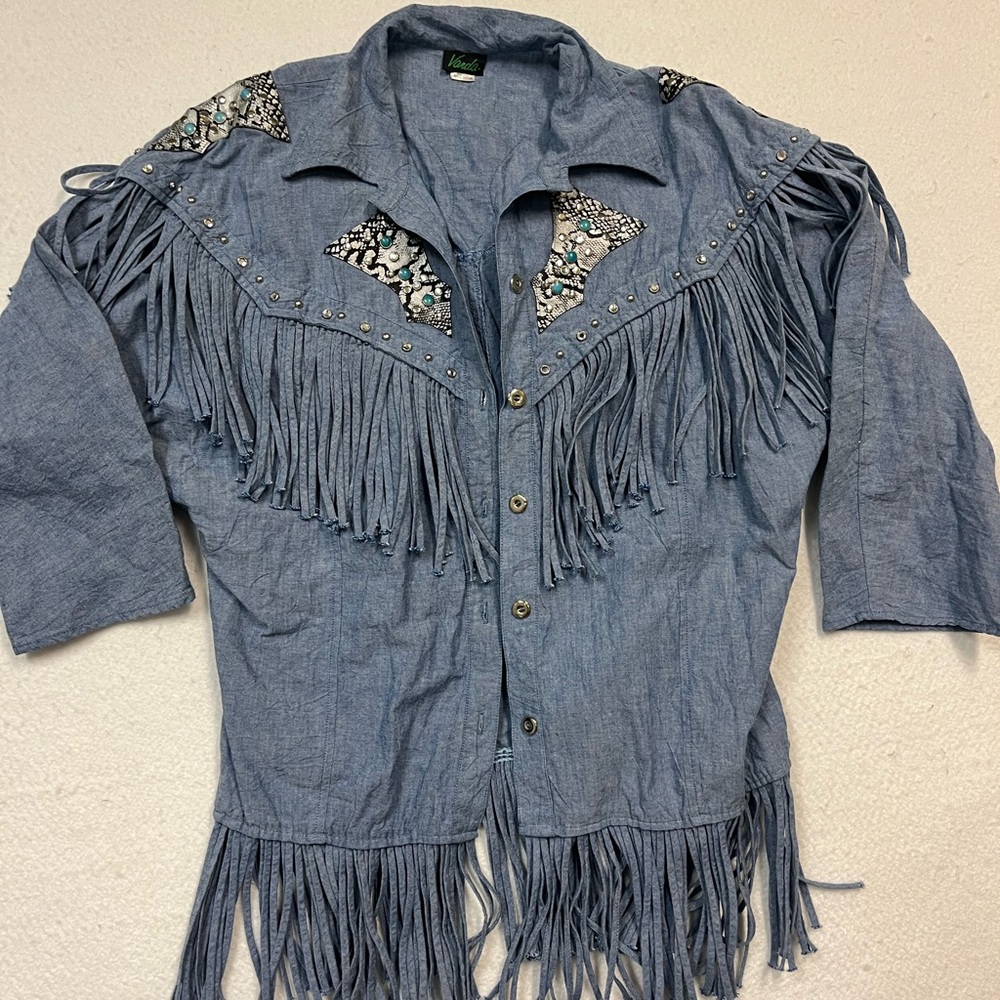 Vintage Fringe Western Shirt with Stud Details